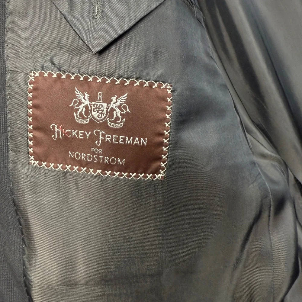 Hickey Freeman Loro Piana Super 130s Wool Blazer Charcoal Grey 41R Mens YA003
